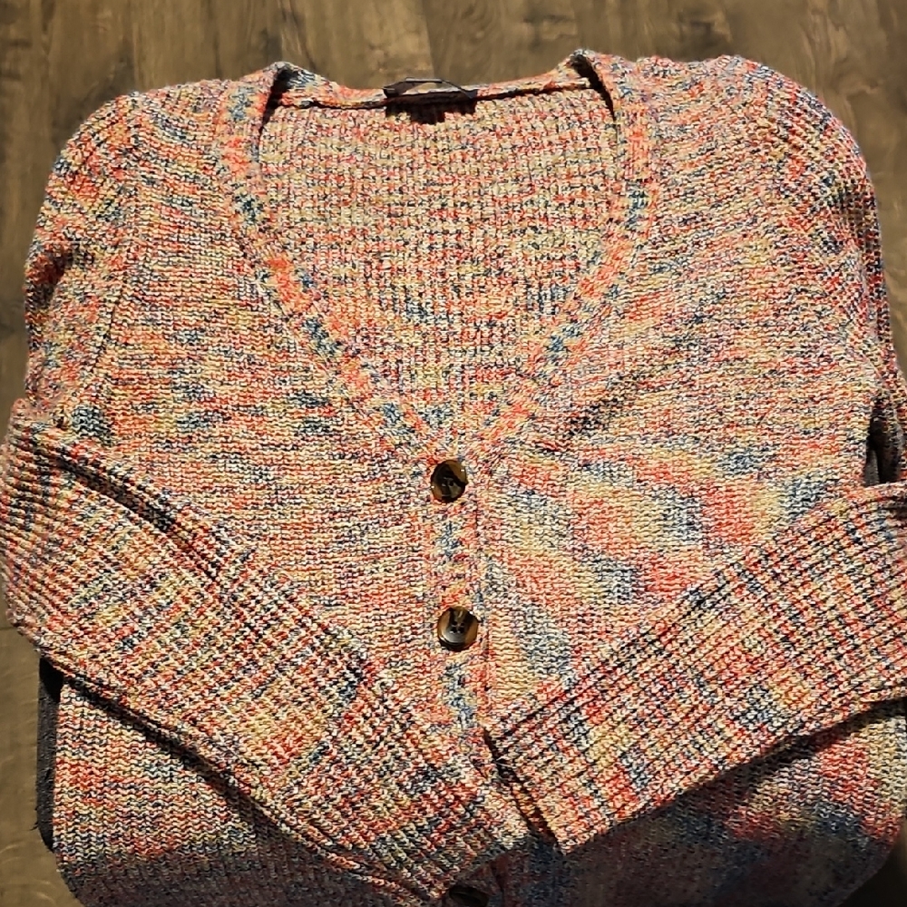 Belle By Belldini Women Knit Cardigan Small Colorful Neon 90s